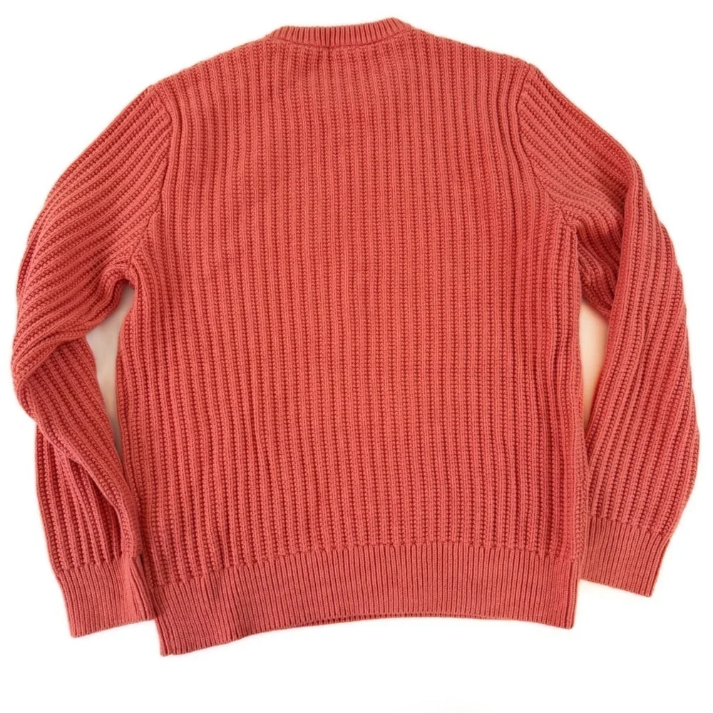 J. Crew Sweater Mens XL Coral Cableknit Crewneck Cotton Fisherman Knit